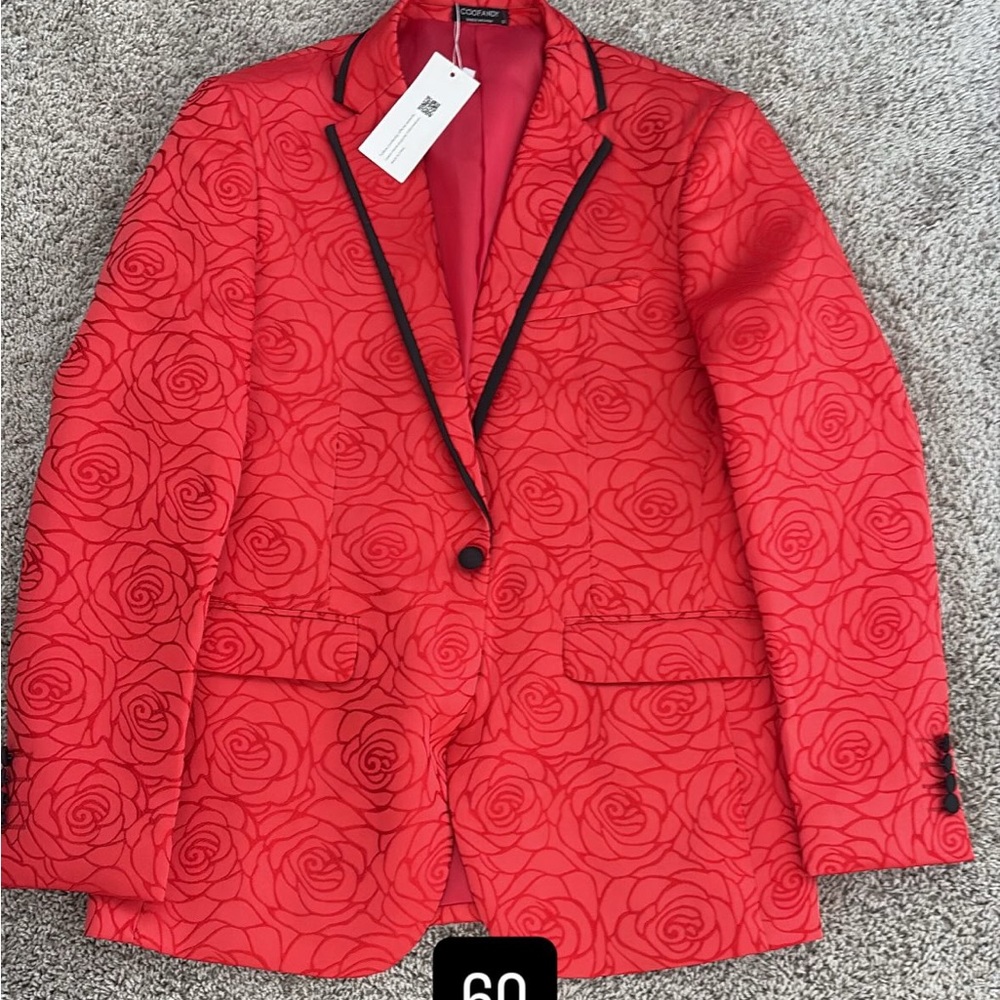 Red Rose Pattern Blazer